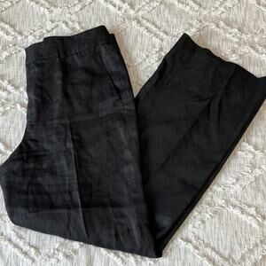 Lauren Ralph‎ Lauren Black Linen Wide-Leg Pants Size 8P